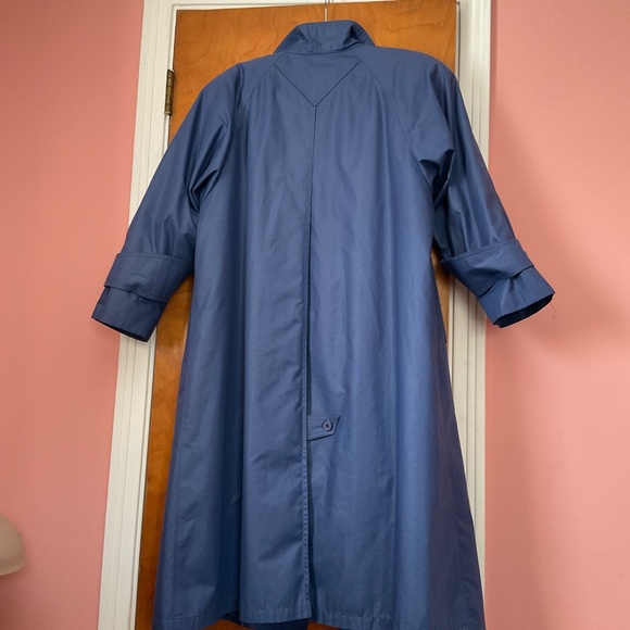 VTG London Fog Trench Coat Blue Women's Sz 8 Petite Wool Plaid Removable Lining - Picture 2 of 11